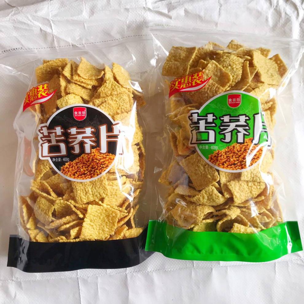 【京喜推荐】苦荞片荞麦锅巴脆片 400g大包零食 网红零食 干果 香葱味