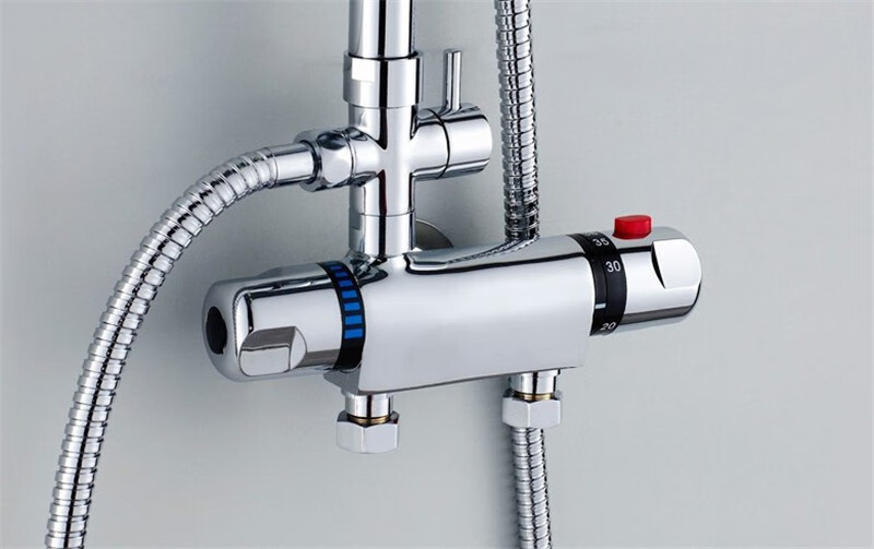 太阳能恒温混水阀 全铜明装恒温花洒龙头 冷热淋浴控温上水阀套装 明