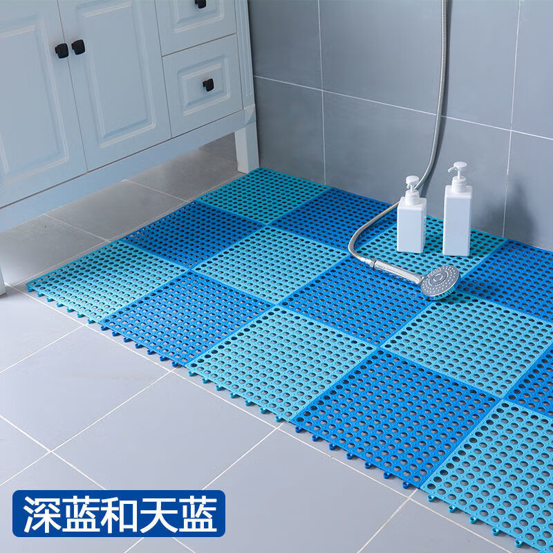 卫生间防滑垫浴室地垫防水淋浴家用镂空拼接洗澡间厕所脚垫地垫子白色