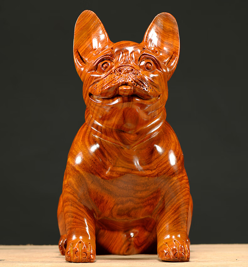 奈希森花梨木雕狗摆件动物雕刻十二生肖狗红木家居客厅酒柜办公室桌面