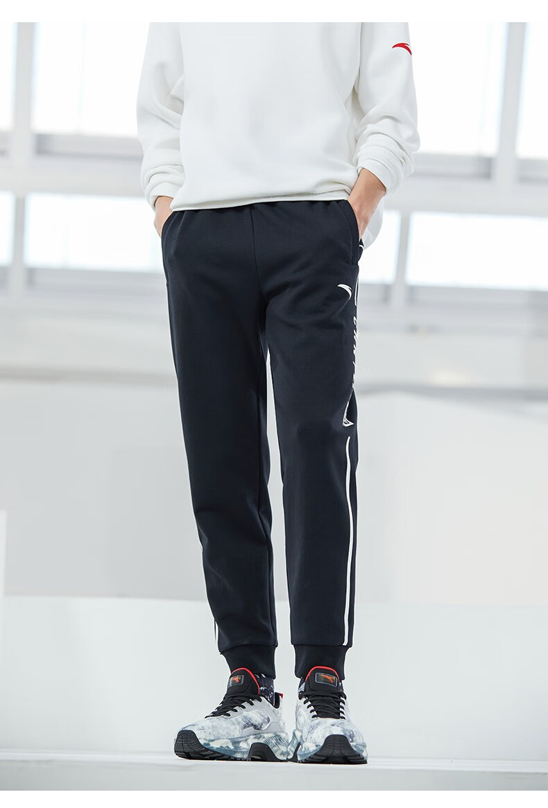 安踏运动裤男长裤2022春季新款中国冰雪系列针织运动休闲长裤