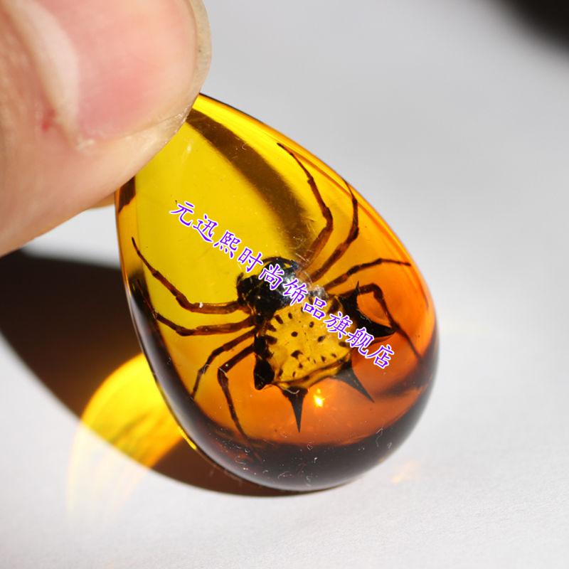 蝎子人工琥珀项链真昆虫标本吊坠创意装饰品生日节日礼物琥珀王吊坠