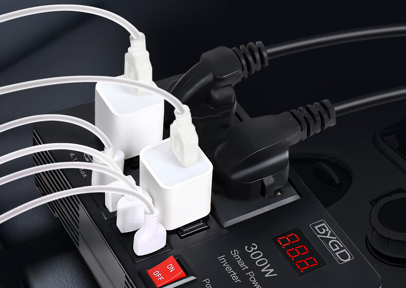 汽用点烟器12转220车载多功能大功率电源转换插头usb扩展口双插座款4