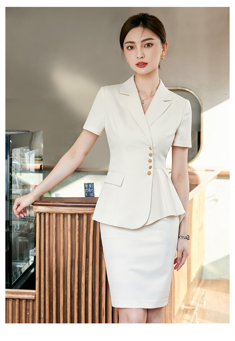 时尚修身显瘦酒店经理管理工作服珠宝店工装夏季薄款藏青西装半身裙s