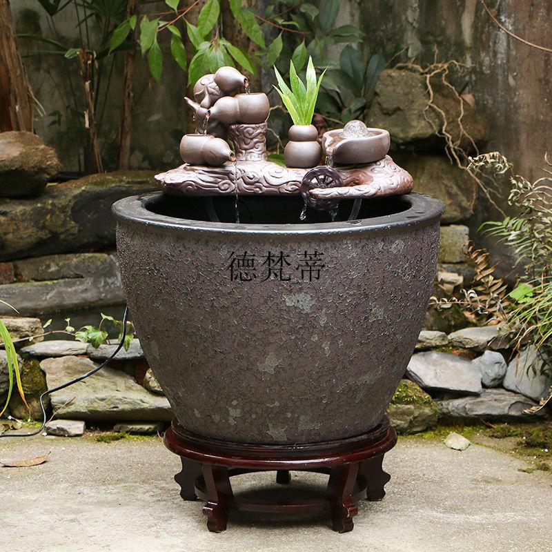 小米(mi)米家通用景德镇陶瓷鱼缸流水装饰摆件水缸阳台造景水循环