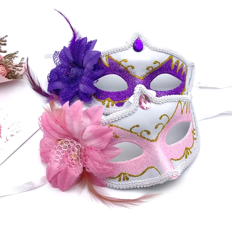 冰雪奇缘公主面具万圣诞节派对舞会半脸女童儿童面具演出面具 龙纹侧