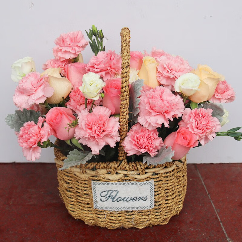 钰尚鲜花速递手提花篮鲜花玫瑰花康乃馨绣球向日葵混搭乔迁开业生日