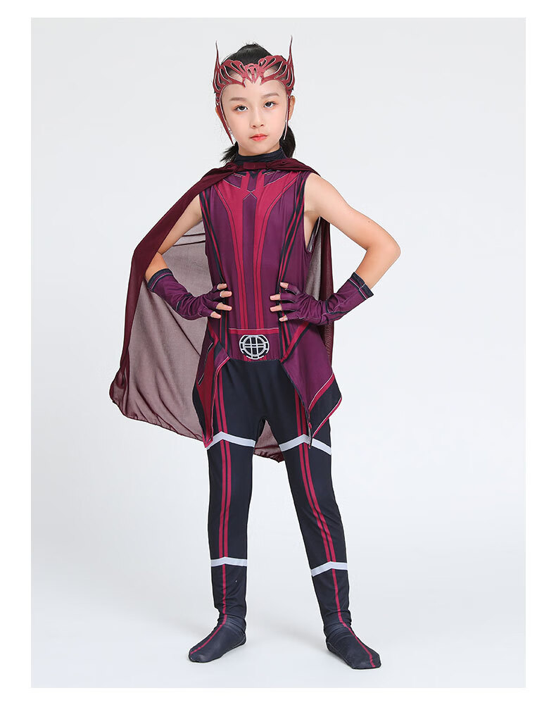 valor man绯红女巫 女孩英雄装扮儿童万圣节角色扮演cosplay服装 绯红