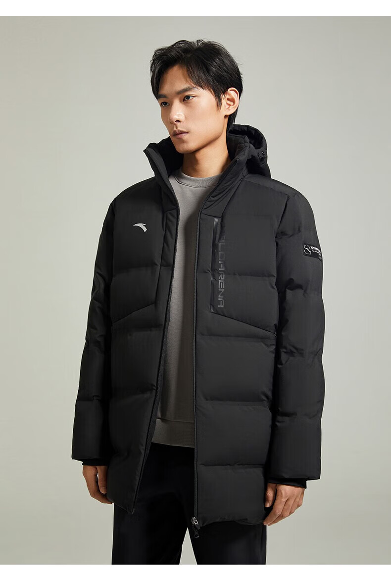 安踏(anta) 【炽热科技】安踏中长款羽绒服国家队无缝2022秋冬季连帽