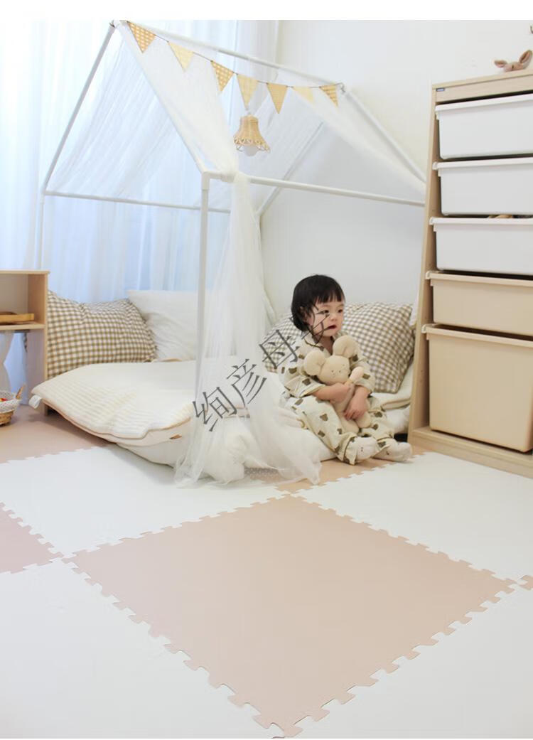 彩虹王国无甲酰胺儿童爬行垫宝宝爬爬垫婴儿泡沫拼接地垫隔音无味米色