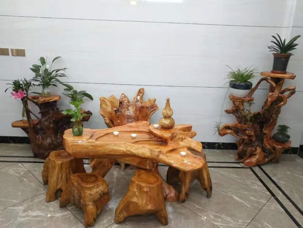 天然根雕茶台树根茶几阳台客厅家用小号茶桌迷你整体实木功夫茶海lck