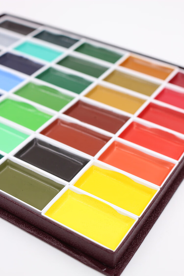 冷暖画材吉祥颜彩固彩樱花24色18色8色珠光水彩颜料套装国画颜料京固