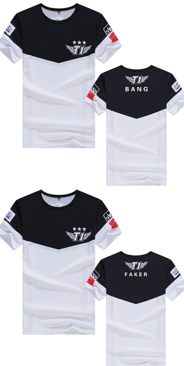 添光t1队服短袖lol英雄skt战队联盟faker衣服帅气t恤拼色男t恤男白色