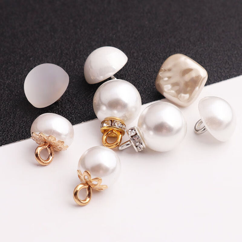 贝佳淑新品袖扣铁十字百搭珍珠纽扣扣子衬衫黑色白色女连衣裙衣服开衫