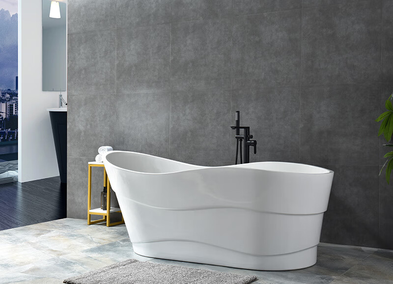 科勒京 欧美风波浪纹独立式浴缸1.7深泡加厚酒店工程一体异形浴缸 170