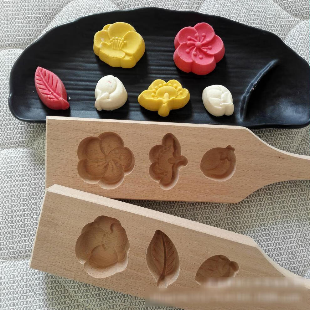 日式和果模花馒头模具面食花样花馍手工糕点压花模型青团花叶模子儿童