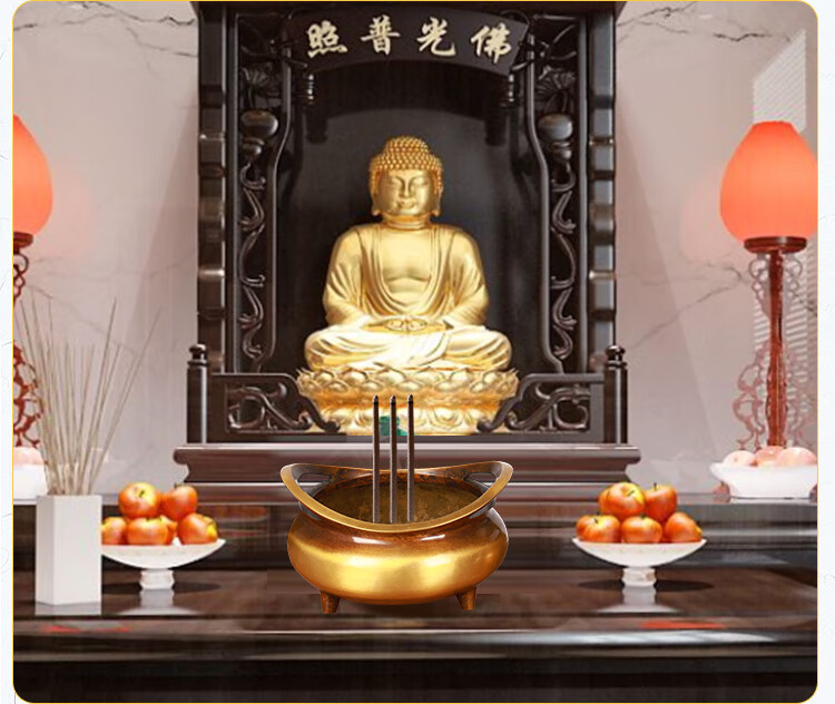 万法阁铜香炉纯铜仿古家用供奉财神观音室佛复古宣德炉祝福大号纯铜