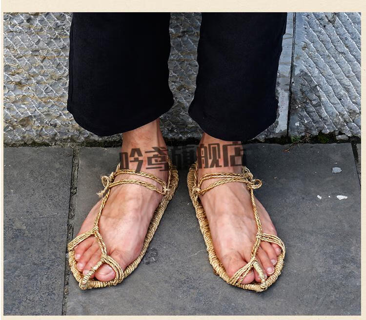 我想买草鞋复古草编农家湘西麻绳男夏季懒人手工编织凉鞋民族表演舞蹈