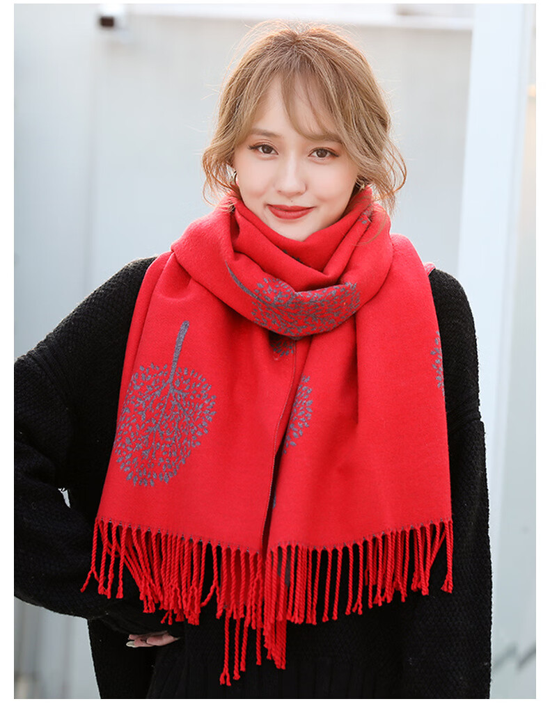 围巾女冬季百搭2020冬款秋冬冬天韩版双面羊绒送礼披肩围脖姜黄色 皮