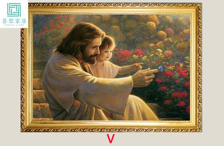 耶稣画像 以马内利 主 基督教装饰画 十字架油画艺术 客厅壁挂画 l款