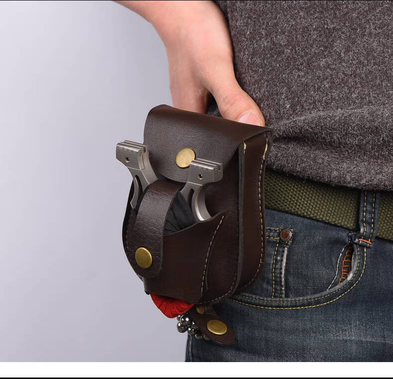 弹弓皮套弹弓钢珠皮包强磁弹弓泥丸皮质腰包弹珠包装弹弓粮袋弓兜小