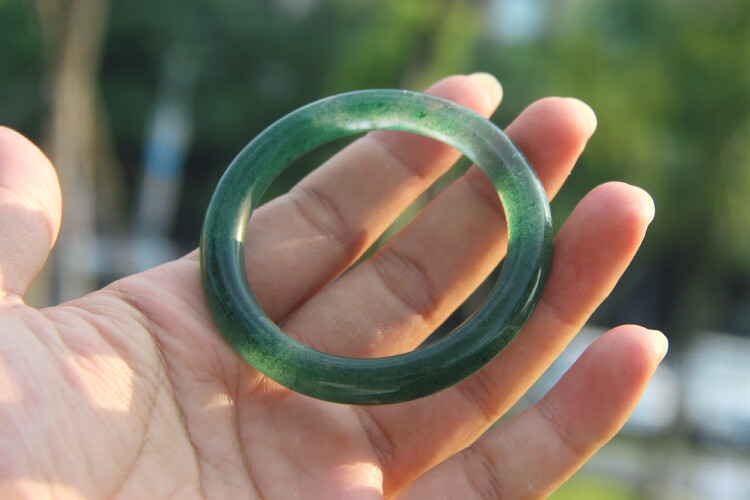 拾吟 天然绿草莓晶手镯 冰种草莓晶水晶青翠绿细圆条镯子 9号- 圈口52