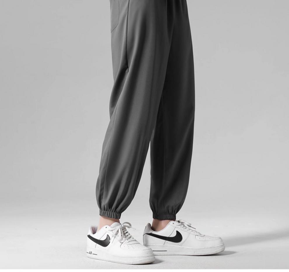 卡度顿冰丝男裤夏季薄款潮流垂感丝滑休闲九分束脚裤宽松运动束腿裤