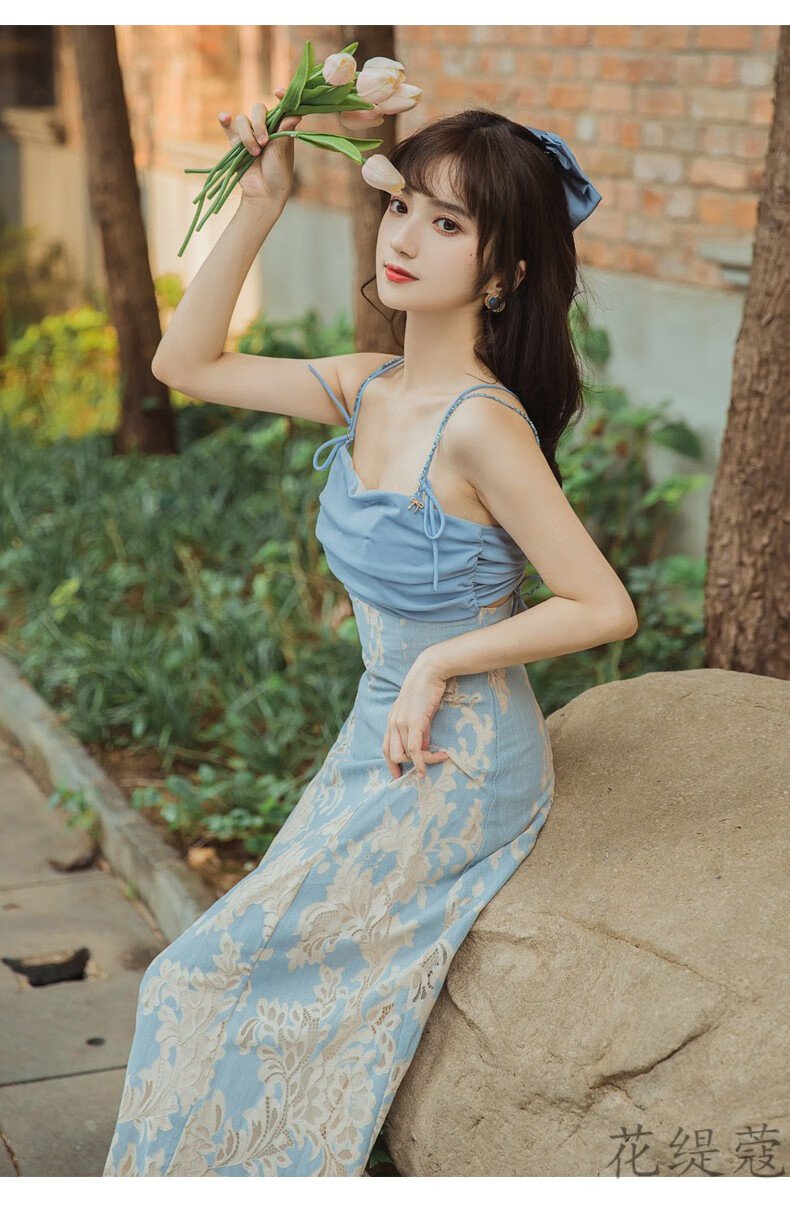 少女生春夏天穿的纯欲风小众感开衫吊带连衣裙两夏装女超仙法式甜美