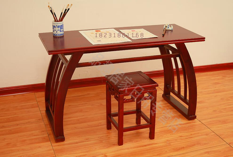 轶然欧帛实木国学书法桌定制私塾学校培训班仿古课桌椅教室桌椅国学桌