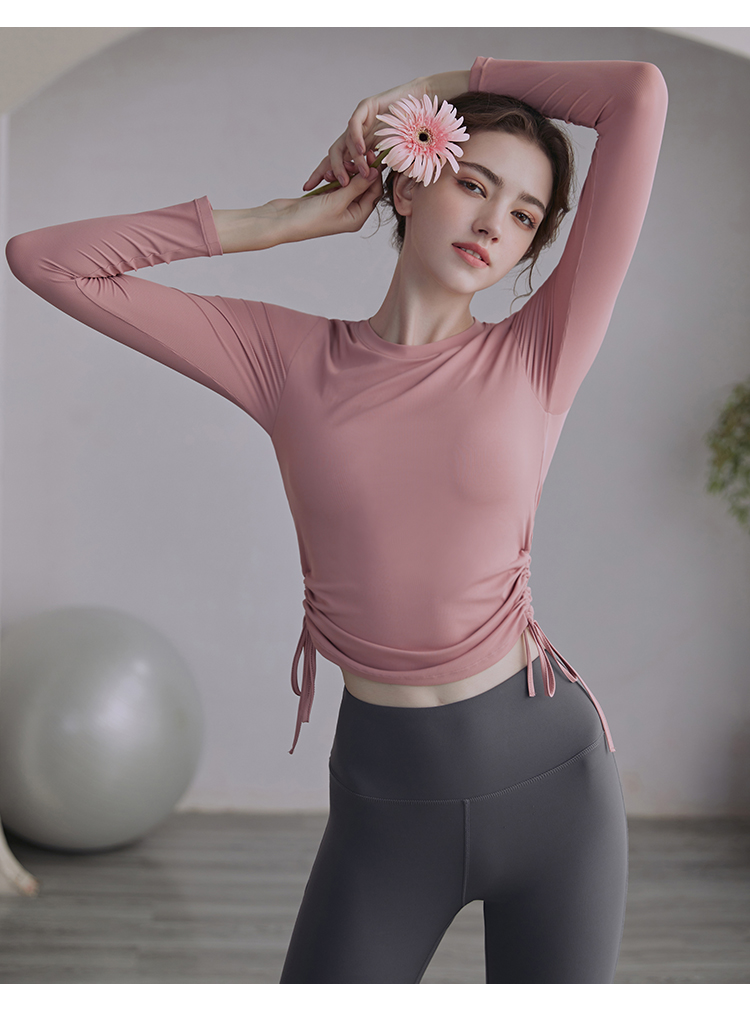 青鸟同款瑜伽服上衣女夏季感运动衣健身房普拉提训练短袖套装夏装奶