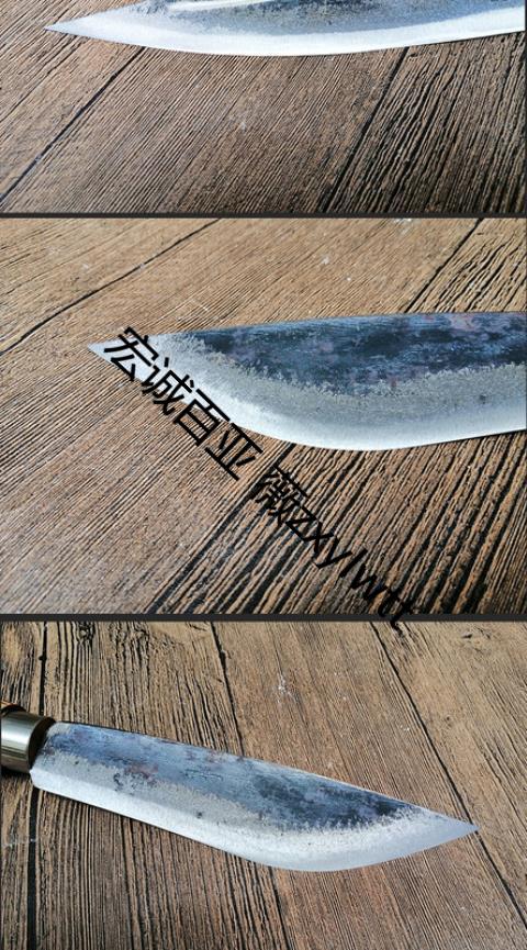 苗家匠人纯手工锻打屠宰刀杀羊刀放血刀分割刀具圆把直头