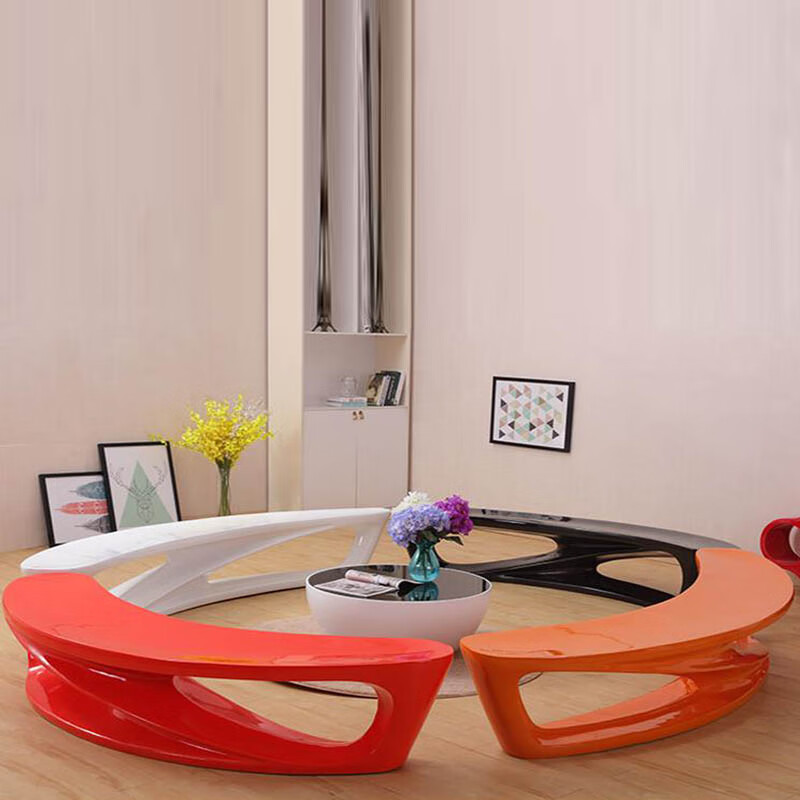 玻璃钢休闲座椅商场创意美陈环形休息凳户外公园长条麻花凳定制款式