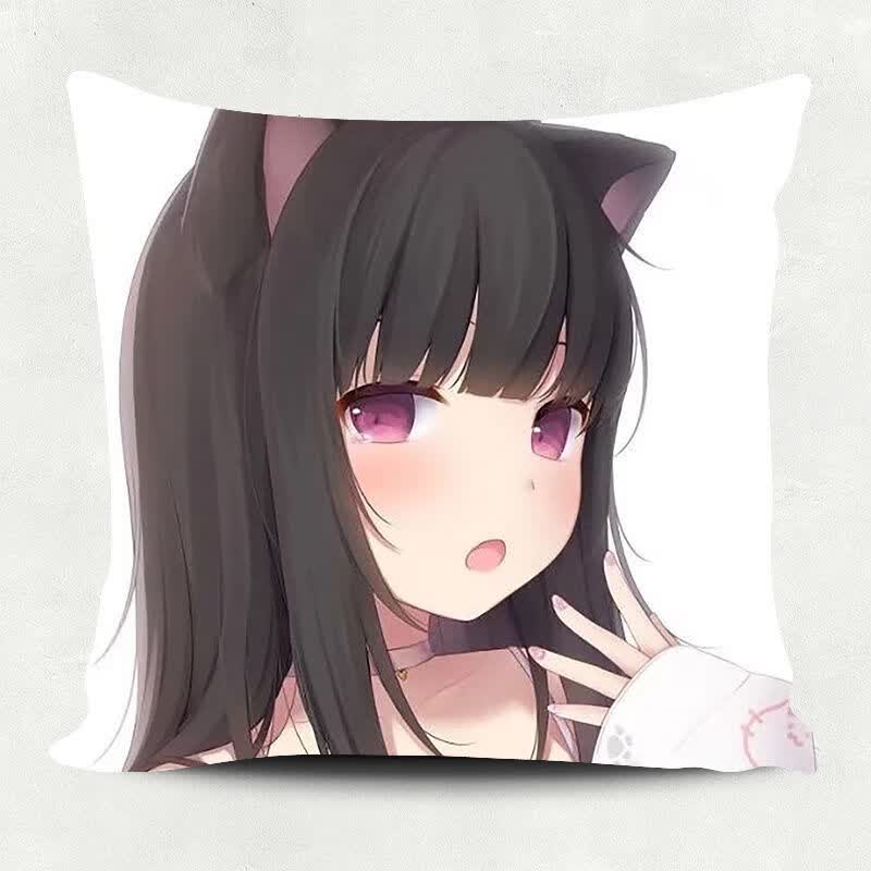 花仟陌猫羽雫抱枕可爱二次元美女猫耳萝莉卡哇伊甘城卡通萌娘礼品可
