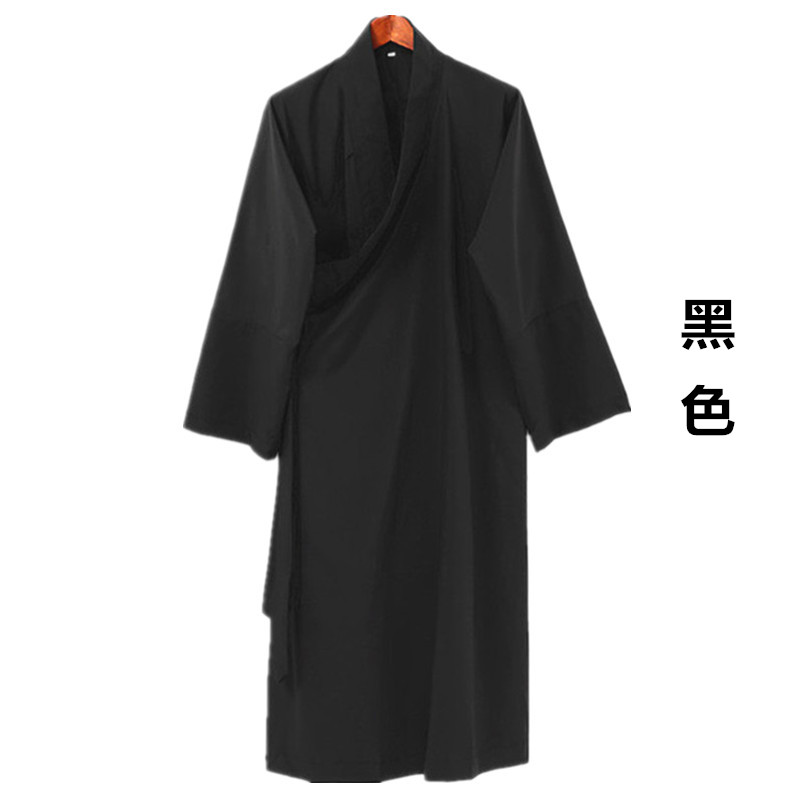 教用品长袍太极练功服三清领道袍经衣道士日常衣服黑黑色长袍裤子s