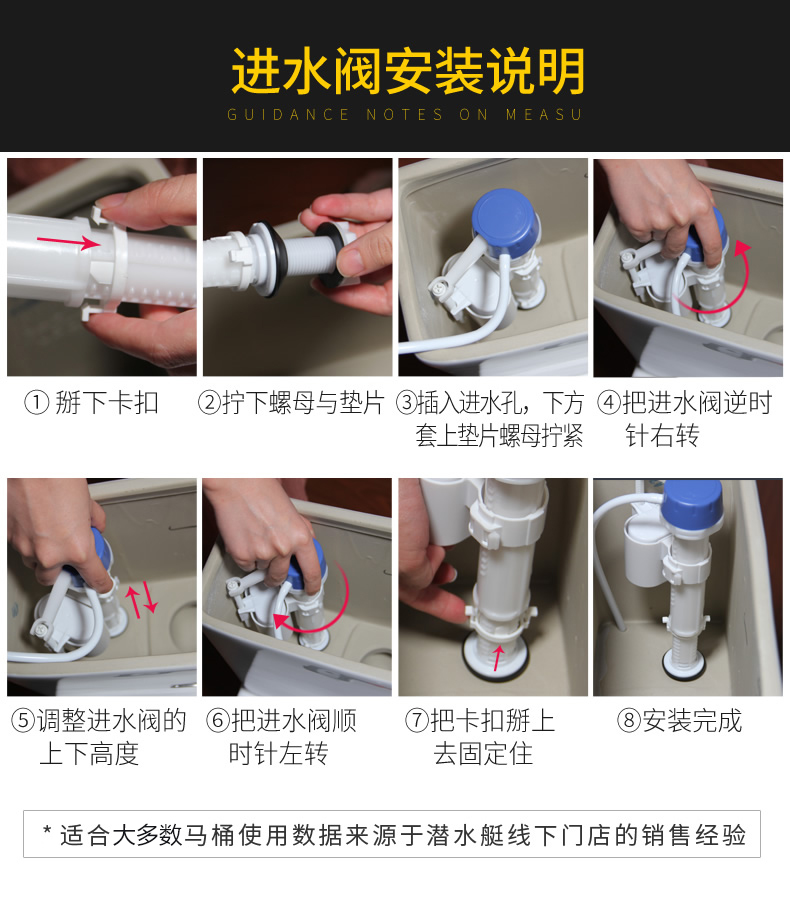 潜水艇马桶配件进水阀水箱排水阀上水阀上水器坐便器按钮套装通用分体