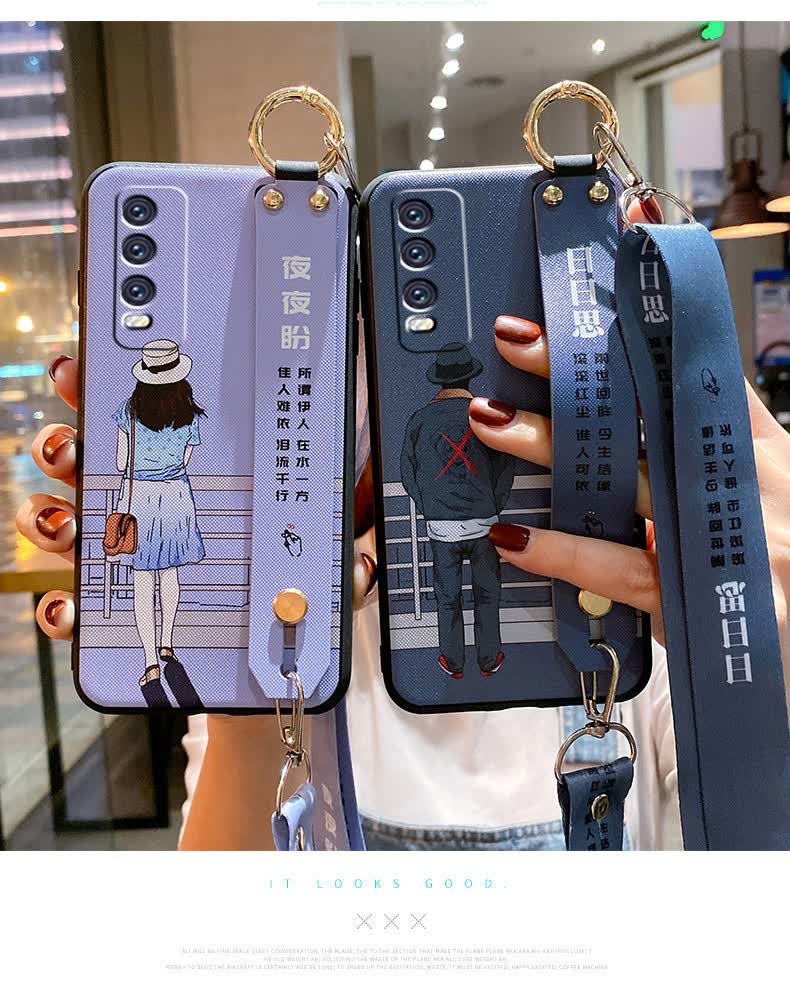 vivoy30手机壳带挂绳viviy30软硅胶日韩v2034a可爱女生斜跨vlvoy20