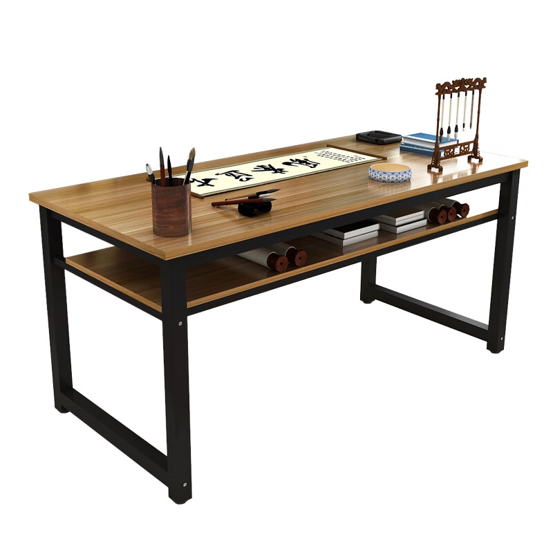 中式书法桌书画桌毛笔写字台双层简易书桌培训绘画桌电脑桌 长180宽80
