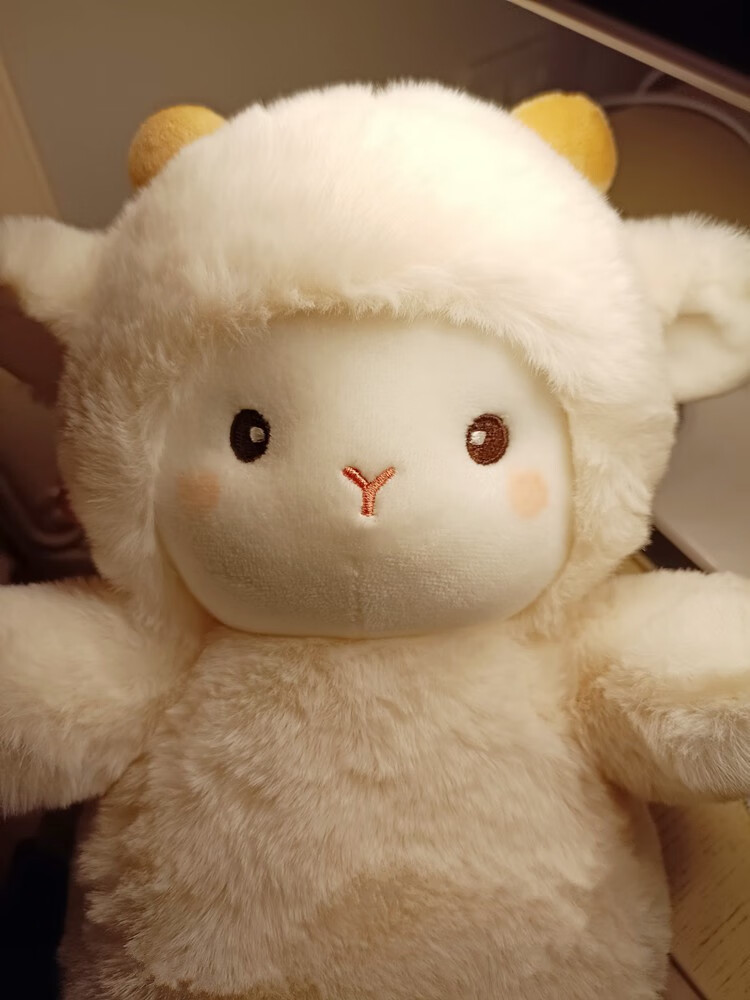 毛绒玩具可爱小绵羊公仔女生陪睡卡通布娃娃礼物 波克小羊(白色礼袋