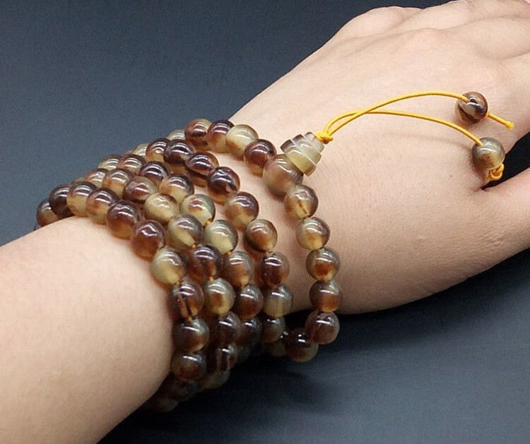 牦牛角手串108颗牛角手链念珠佛珠手串男款女士文玩礼品项链牛角佛珠