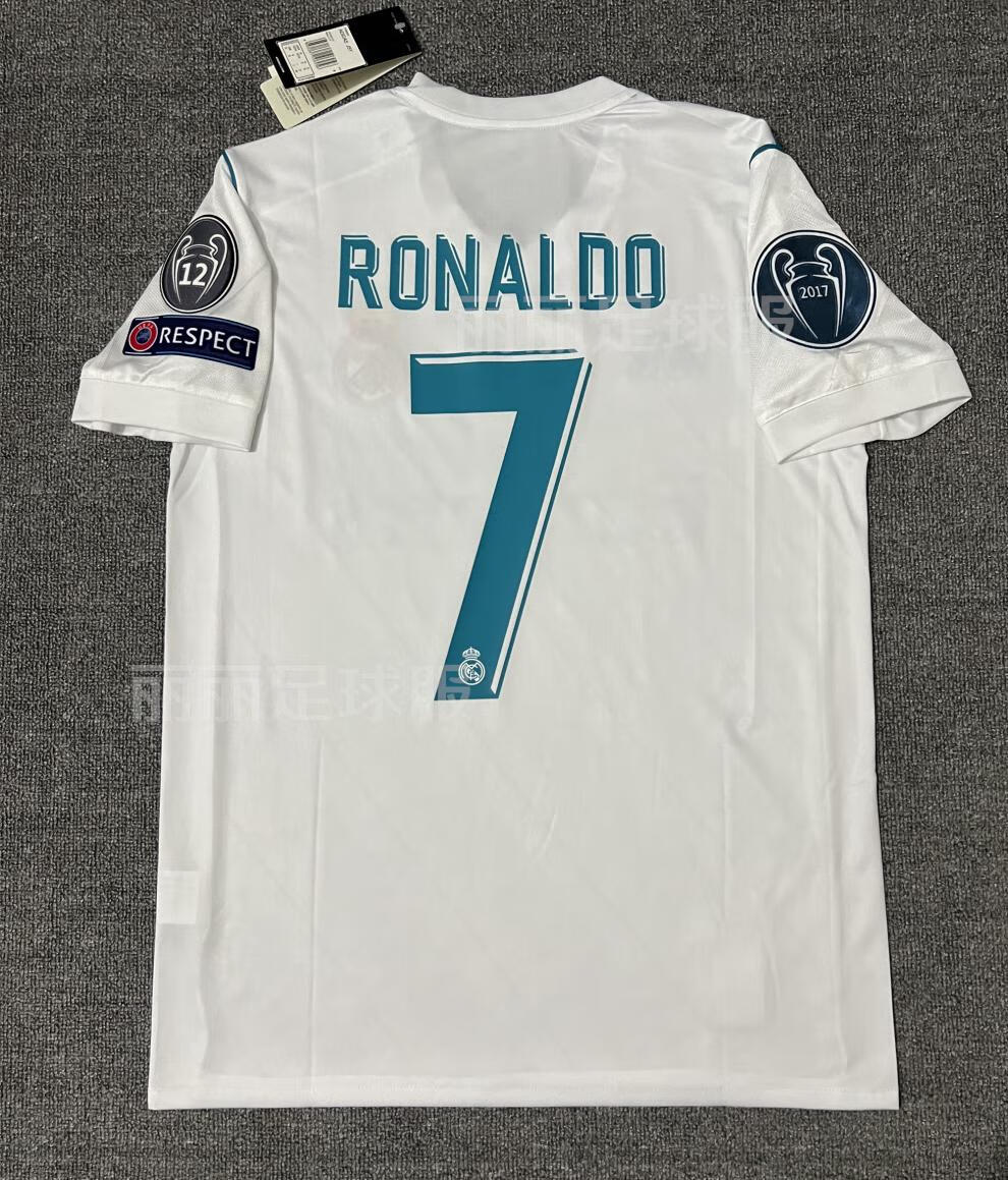 皇马球衣1718皇马球衣欧冠决赛版7号c罗短袖足球服主场长袖贝尔拉莫斯