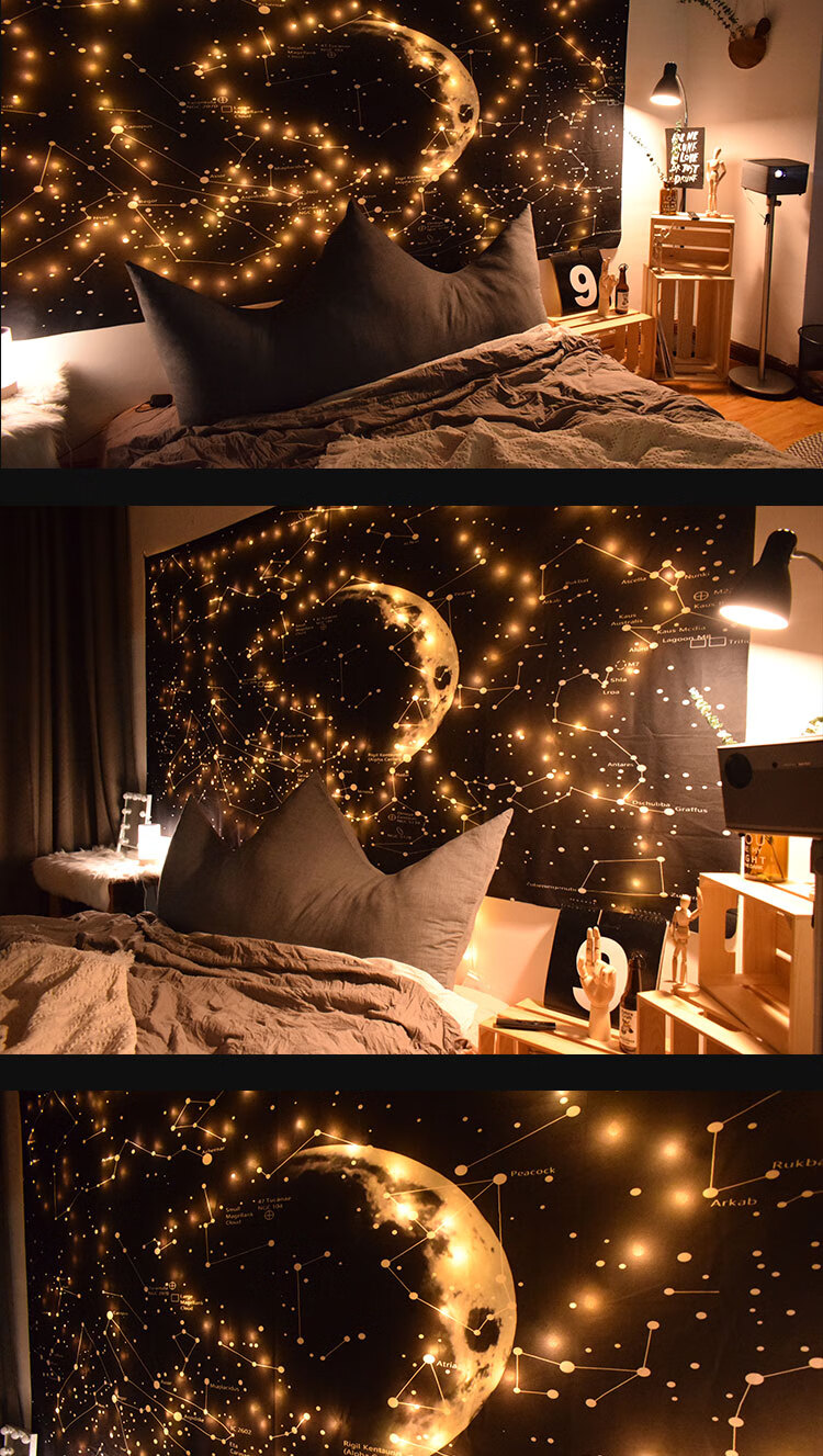 宇宙星空挂布抖音星空背景布ins挂布月球宇宙墙面装饰布网红布置房间