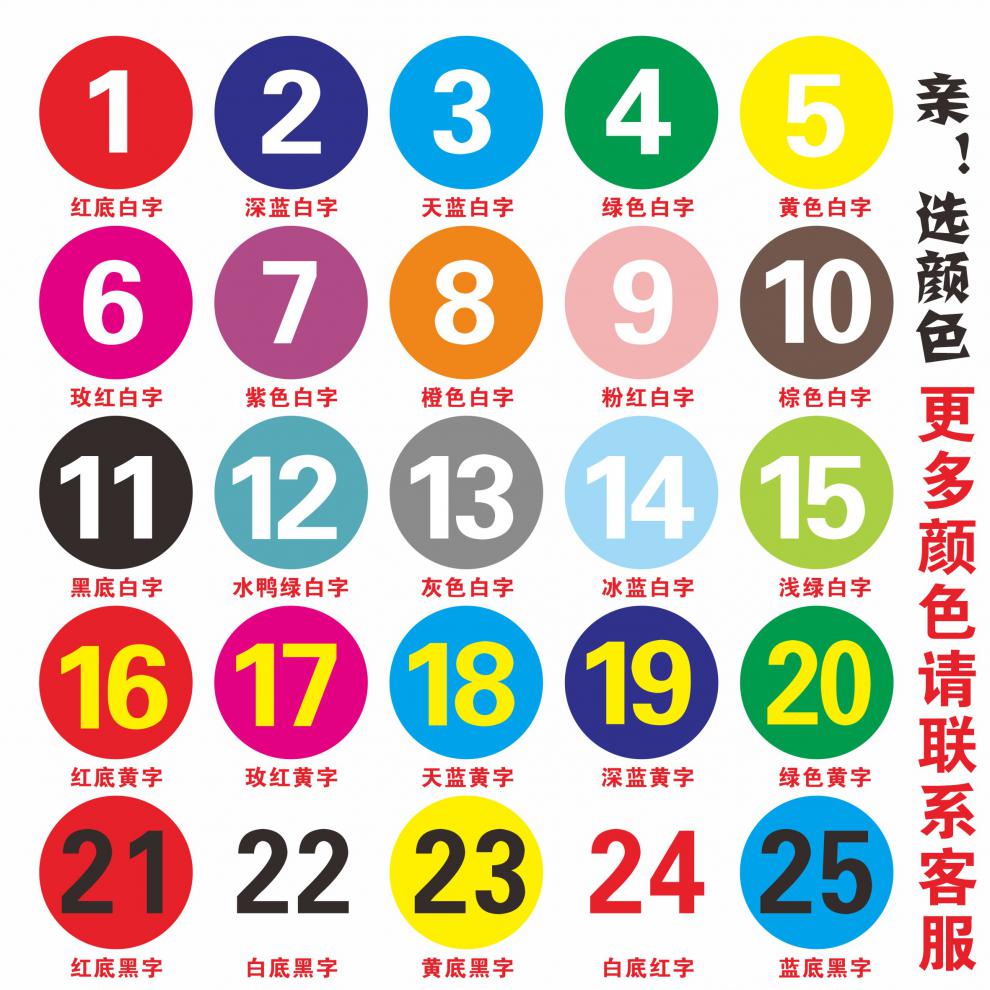 篮球球衣号码贴纸数字贴纸编号大小号码防水桌号餐桌球衣pvc不干胶