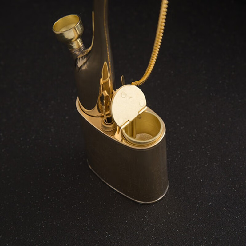 鹰皇 父亲节礼物实用送爸爸水烟斗纯铜过滤烟嘴 铜质葫芦形可插卷烟水