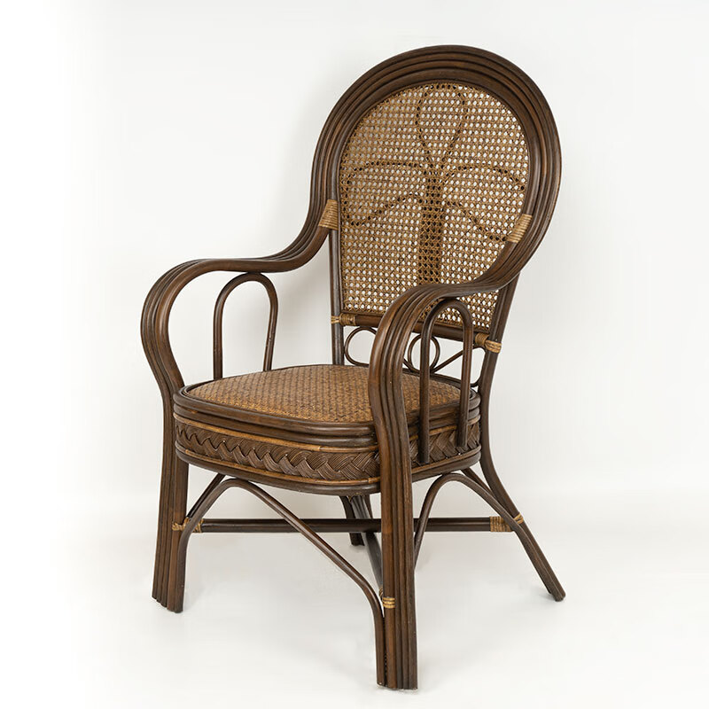 汇德能藤椅天然真藤老人藤编家用靠背藤椅子休闲阳台单人腾椅三普通