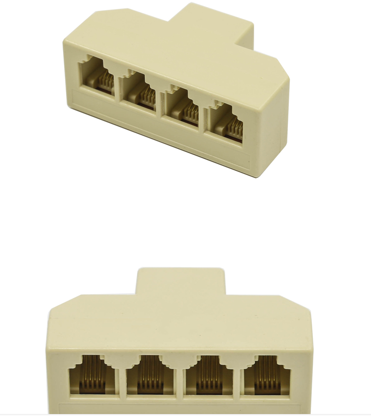 电话一分四接线盒一分二三通 一分五分线器电话线分机支器z 3米电话线