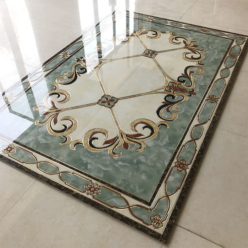 客厅拼花地砖瓷砖图案造型欧式客餐厅酒店大厅入户玄关地板砖带花拼图
