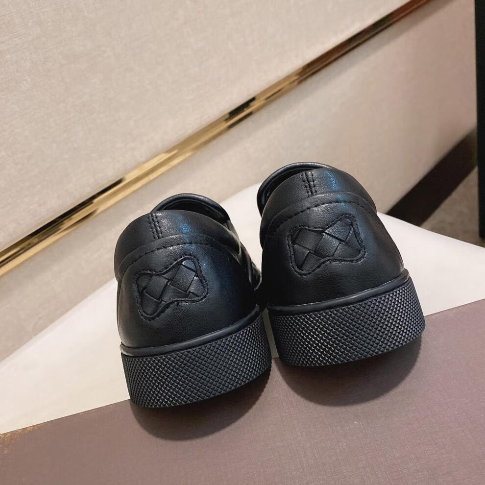 轻奢bv板鞋男鞋子真皮编织懒人鞋乐福鞋男韩版潮流一脚蹬新款休闲系带