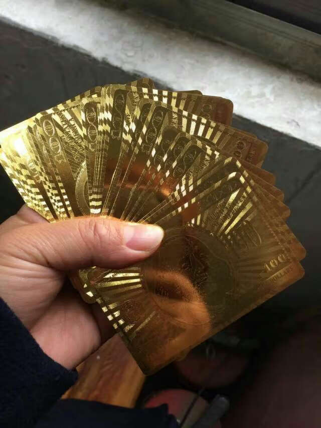 金箔扑克牌金色镀金扑克黄金扑克土豪金扑克塑料磨砂扑克金色500欧元