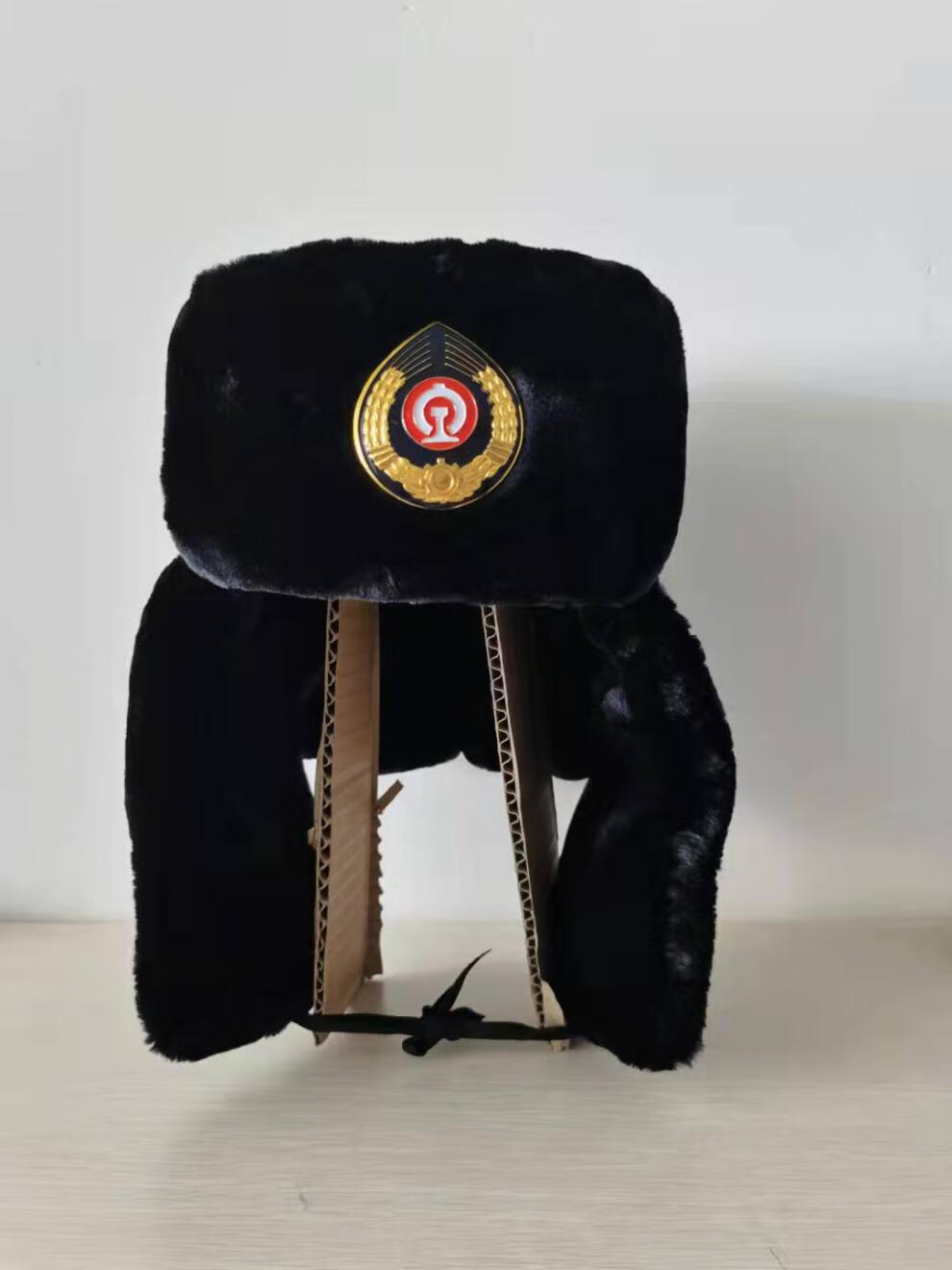 铁路帽子男女同款防寒冬季作业棉帽列车员职工防寒棉帽藏青色55