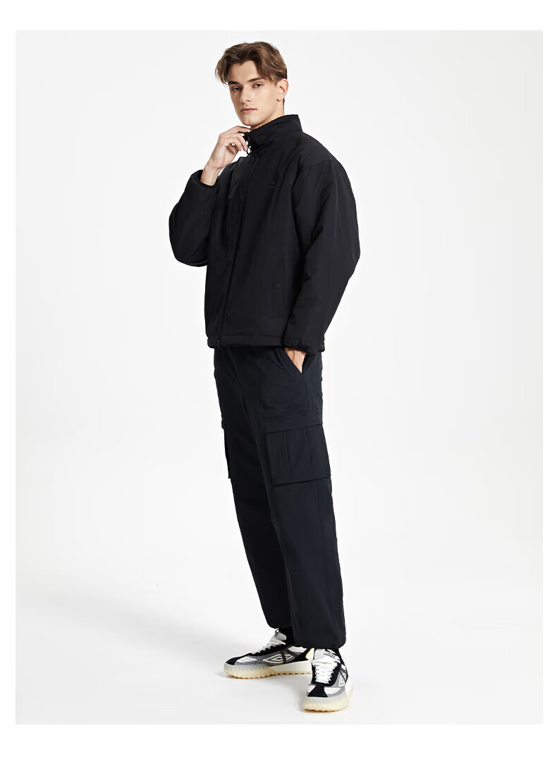 茵宝(umbro) 男女同款休闲外套冬季羊羔绒字母logo两穿保暖防风上衣